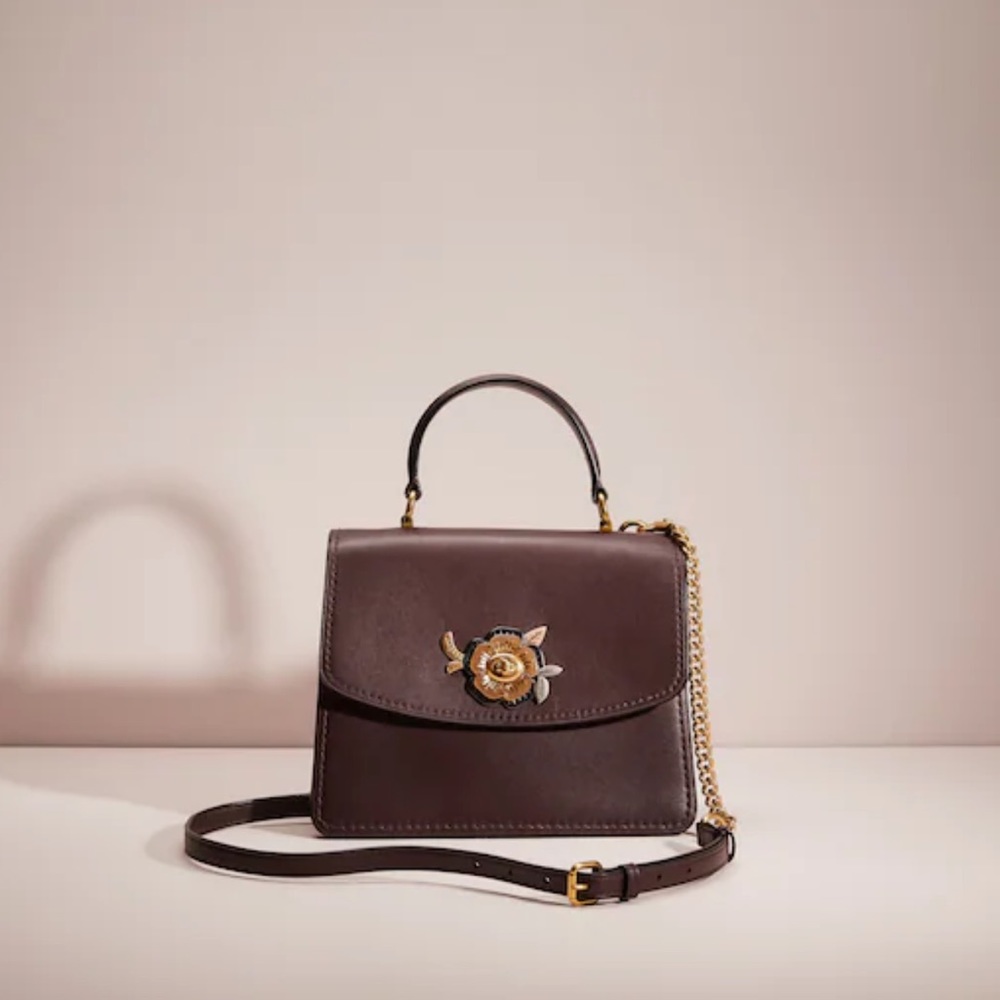 Coach Parker Top Handle With Tea Rose • Crossbody Oxblood/Brass • Coach bag